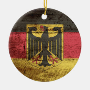 Tyskland flagga på gammalt Wood korn Julgransprydnad Keramik