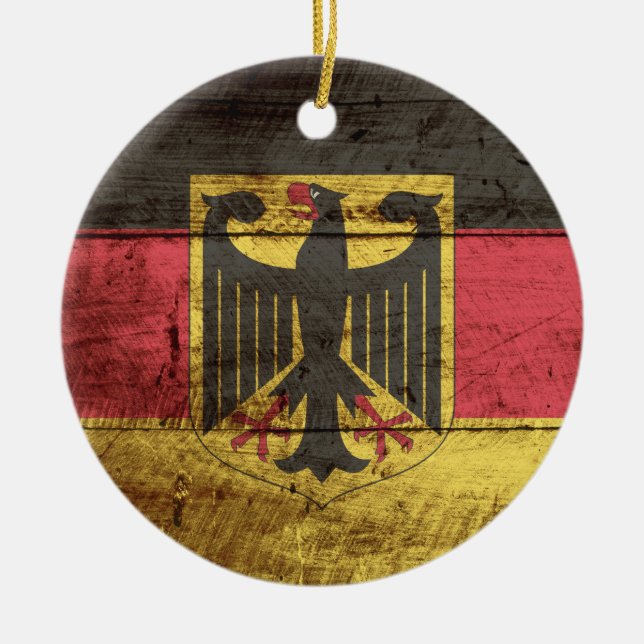 Tyskland flagga på gammalt Wood korn Julgransprydnad Keramik (Framsidan)