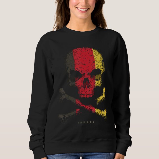 Tyskland Flagga Skullben T Shirt (Framsida)