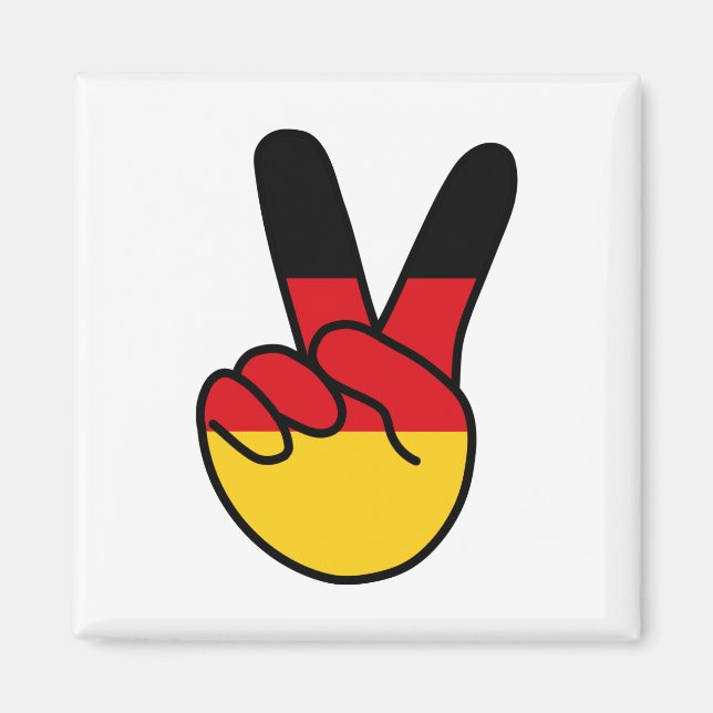 Tyskland Flagga V-tecken Magnet (Framsidan)