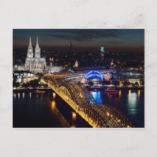 Tyskland från Cologne Cathedral, Hohenzollern Brid Helg Vykort