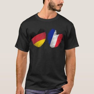 Tyskland Frankrike Heart German Fransk Flagga Grun T Shirt