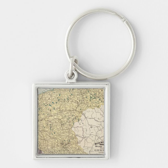 Tyskland Fyrkantig Silverfärgad Nyckelring (Framsidan)