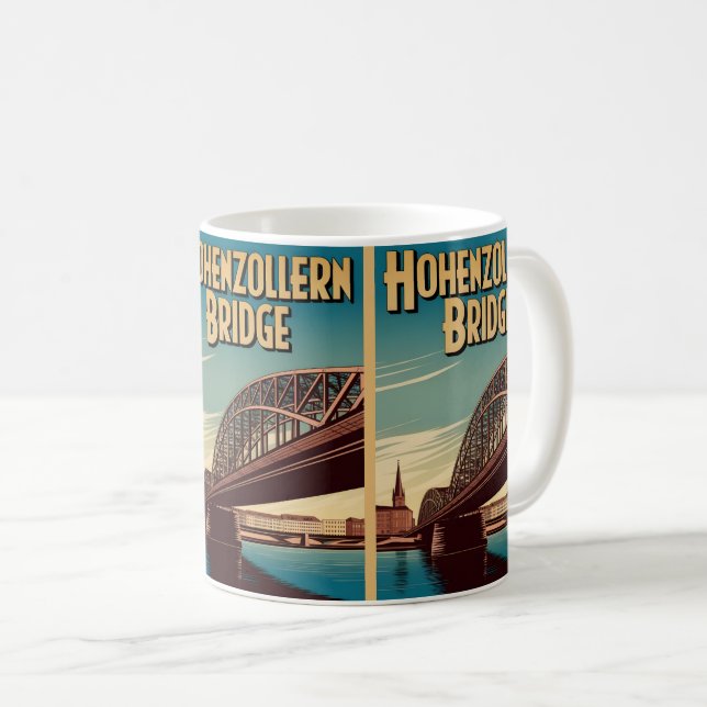 tyskland gåva från vintage Hohenzollern Bridge-col Kaffemugg (Framsida höger)