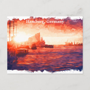 Tyskland hamnstad i färgat Hamburg Vykort