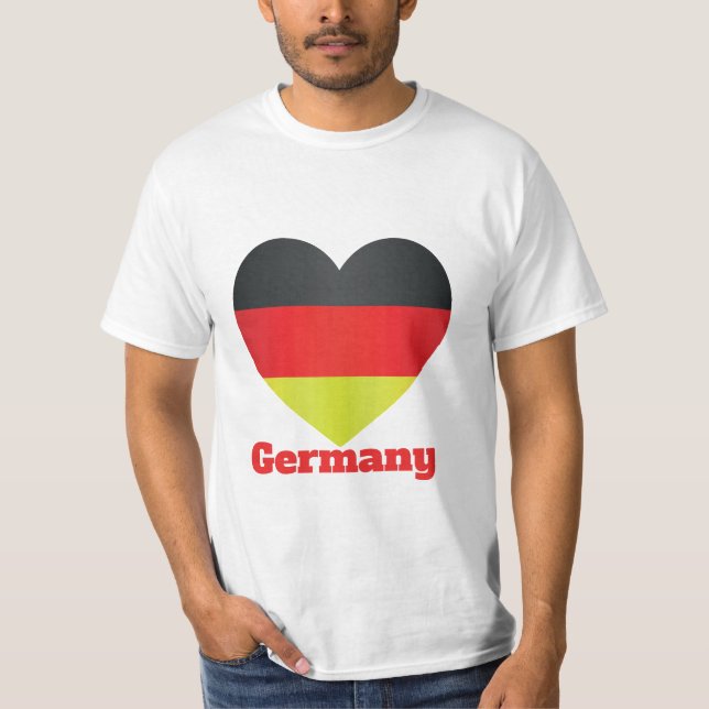 Tyskland Heart Flagga T-Shirt (Framsida)
