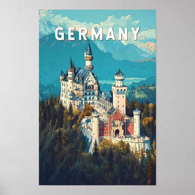 Tyskland Illustration Resa Konst Vintage Poster (Framsidan)
