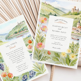 Tyskland inbjudan till Watercolor RÜDESHEIM-bröllo