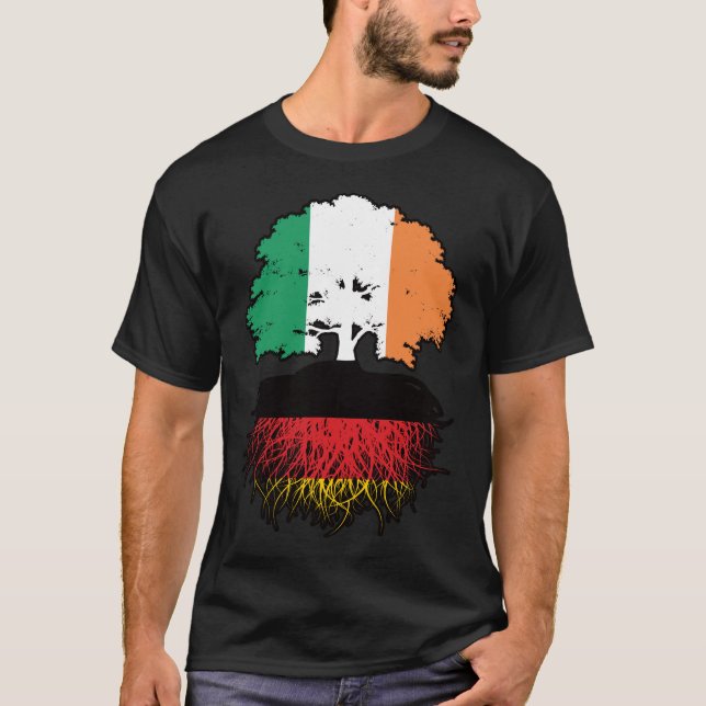 Tyskland Irish Ireland Träd Roots Flagga T Shirt (Framsida)