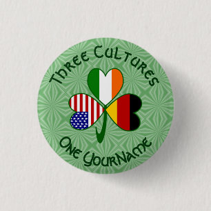 Tyskland Irland USA Shamrock Personlig Text Knapp