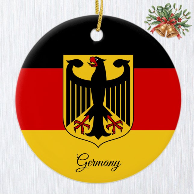 Tyskland julgransprydnad, tyska flaggan julgransprydnad keramik (German Flag Ornament, Eagle Emblem)
