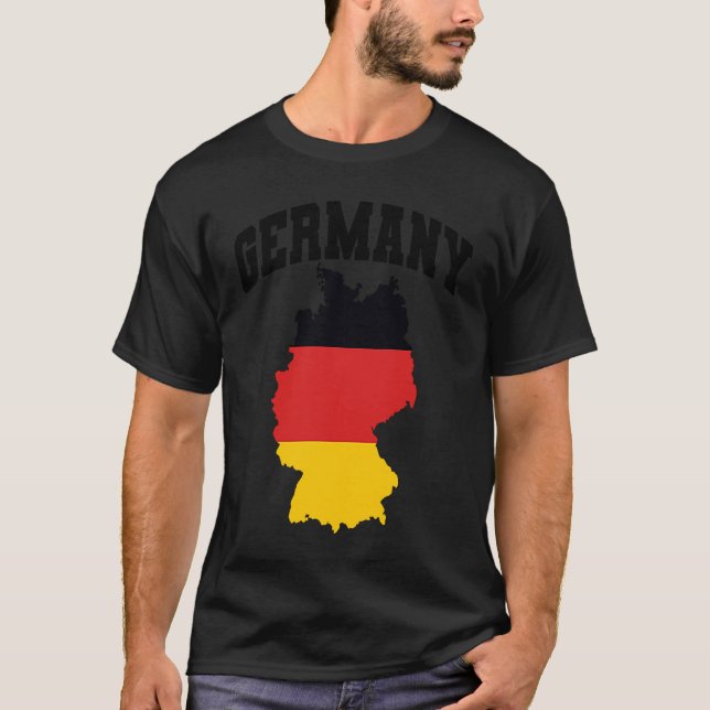 Tyskland Karta med Flagga T Shirt (Framsida)