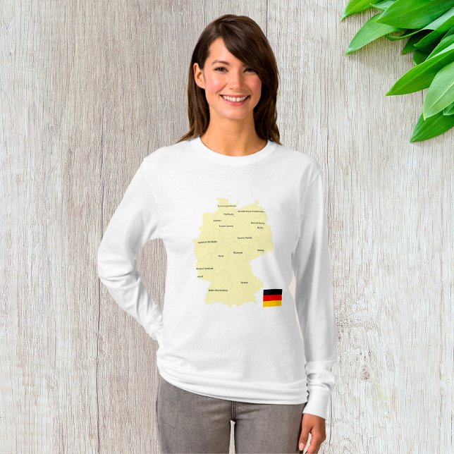 Tyskland Karta med Stater och versaler T Shirt (Skapare uppladdad)