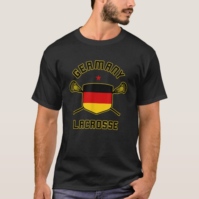 Tyskland Lacrosse T shirt German Flagga Lax Tee (Framsida)