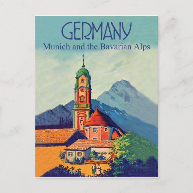Tyskland, München och Bayerska Alperna Vykort (Framsida)