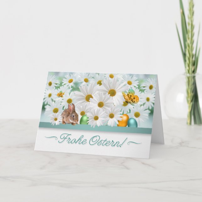 TYSKLAND Påsk Daisy Garden Bunny och Ägg Kort (Framsida)