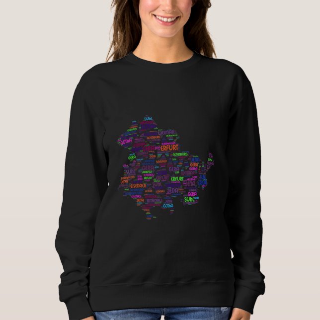 Tyskland Range Karta Thuringia Stater T Shirt (Framsida)
