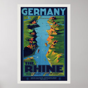Tyskland Rhen Vintage affisch 1925