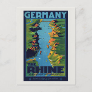 Tyskland Rhen Vintage affisch 1925 Vykort