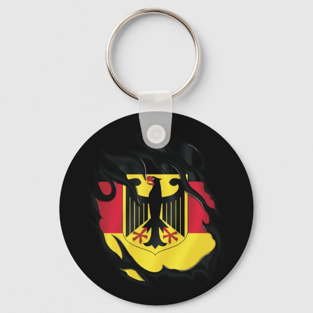 Tyskland Rippad Flagga Nyckelring (Framsida)