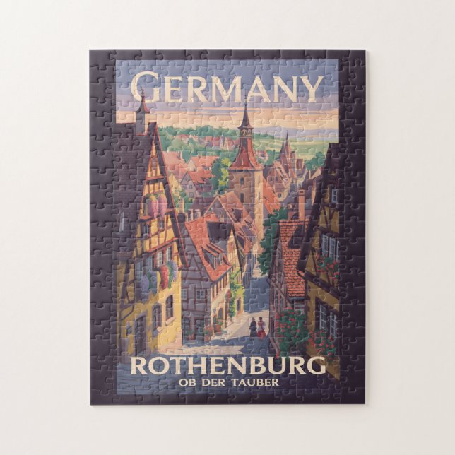Tyskland Rothenburg ob der Tauber Illustration Art Pussel (Vertikal)