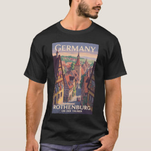 Tyskland Rothenburg ob der Tauber Illustration Art T Shirt