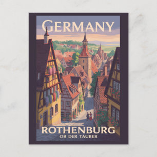 Tyskland Rothenburg ob der Tauber Illustration Art Vykort