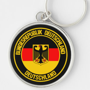 Tyskland runda emblem rund silverfärgad nyckelring