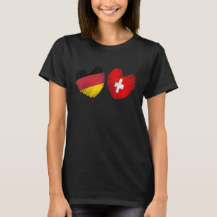 Tyskland Schweiz Hjärta Tysk Flagga Schweiz Flagga T Shirt
