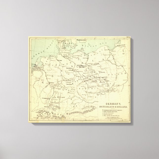 Tyskland, Schweiz, Nederländerna Canvastryck (Framsida)