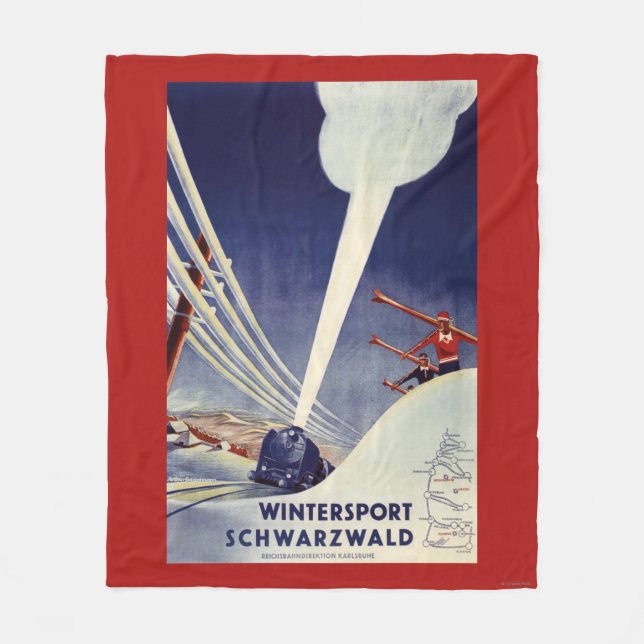 Tyskland - skidåkning i den svart skogen fleecefilt (Framsidan)