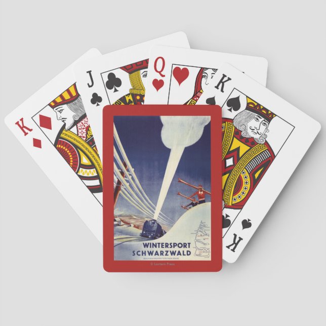 Tyskland - skidåkning i den svart skogen spelkort (Baksidan)