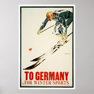 Tyskland Skidposter Tysk konst Skidåkning Tryck