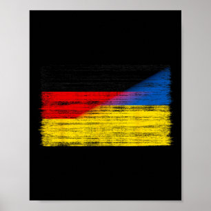Tyskland Ukraina Flagga Tysk Ukrainsk Stöd Medborg Poster