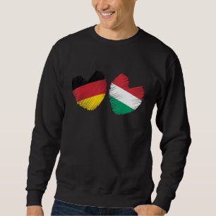 Tyskland Ungern Hjärta Tyska Flaggan Ungerska Flag Lång Ärmad Tröja