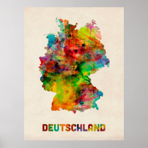 Tyskland vattenfärgkarta (Deutschland) Poster
