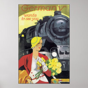 Tyskland Vill du se dig Poster Vintage resor