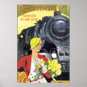 Tyskland Vill du se dig Poster Vintage resor