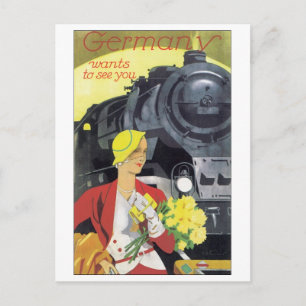 Tyskland Vill du se dig Poster Vintage resor Vykort