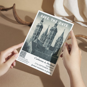 Tyskland Vintage bröllop-resekod QR-kod Spara Datumet