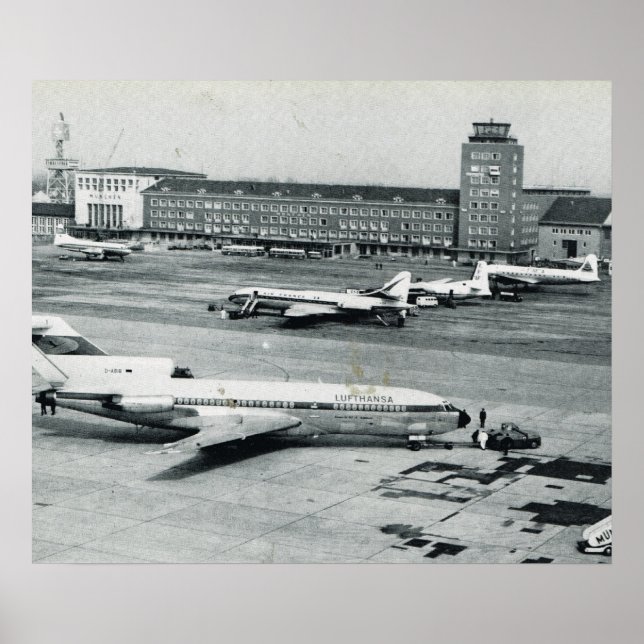 Tyskland vintage, flygplatsen i München 1950-talet Poster (Framsidan)