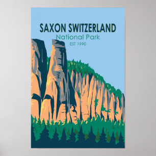 Tyskland Vintage för den schweiziska nationalparke Poster