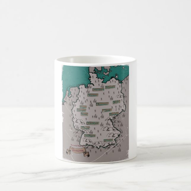 Tyskland Vintage Illustrerad karta Kaffemugg (Center)