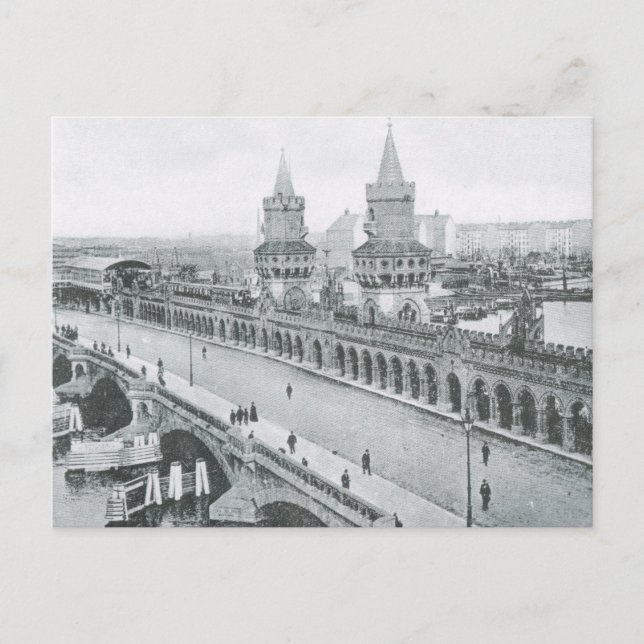 Tyskland vintage, Oberbaumbrucke Vykort (Framsida)
