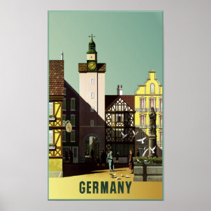 Tyskland. Vintage resoraffisch Poster