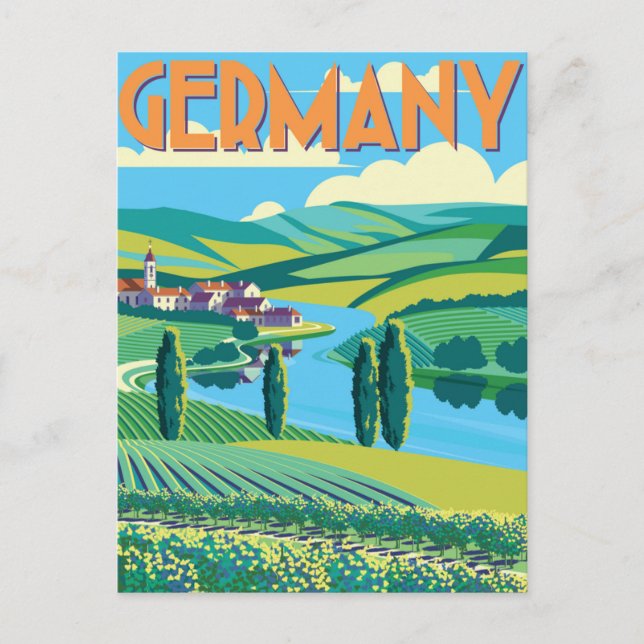 Tyskland Vintage Tysk stadsdelsresa Vykort (Framsida)