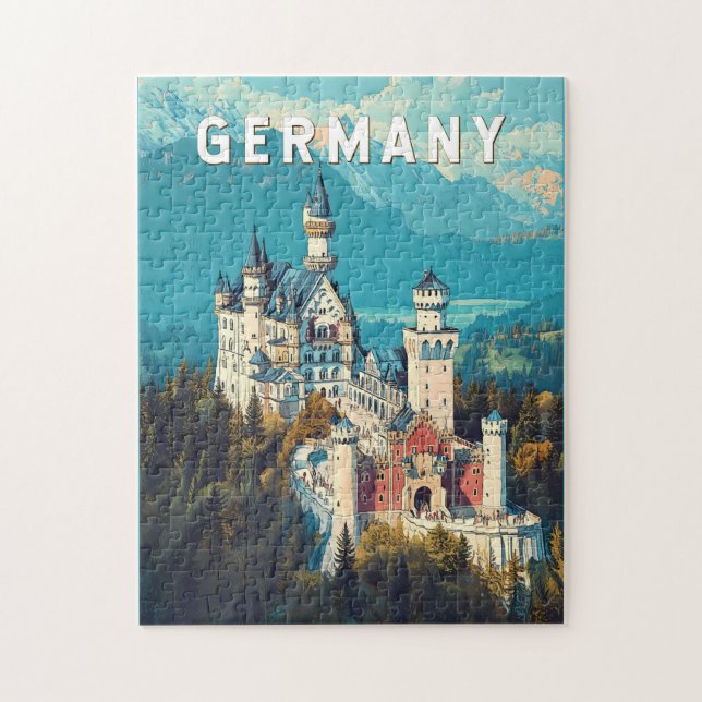 Tyskland Vintagen Illustration Travel Art Pussel (Vertikal)