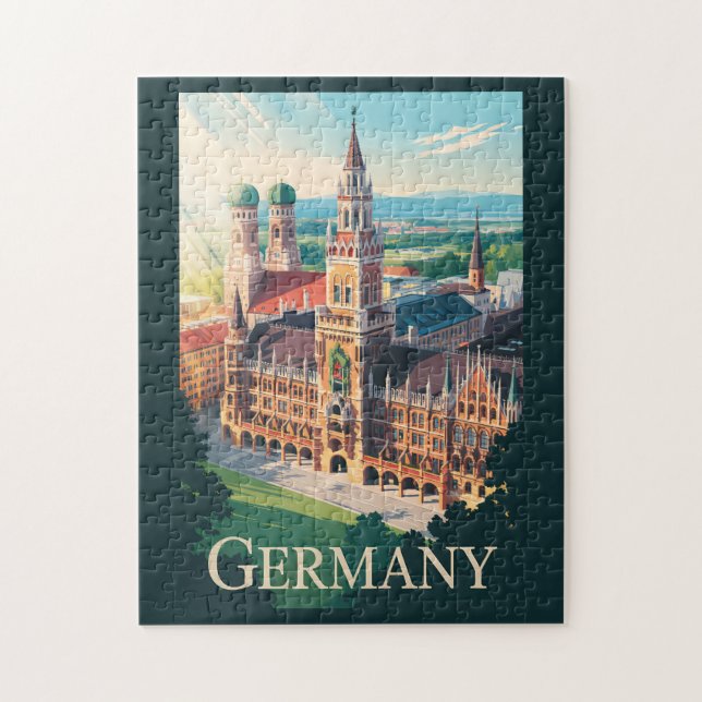 Tyskland Vintagen München Illustration Travel Art Pussel (Vertikal)