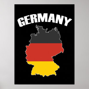 Tysklanda Karta - tyska Flagga - Deutschland Trave Poster