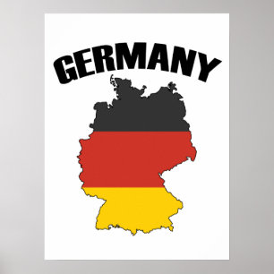 Tysklanda Karta - tyska Flagga - Deutschland Trave Poster